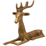 Brass Deer Idol | Handmade Spiritual Sculpture | Home & Temple Decor, Gold, 8.5 Inch, 1 Piece