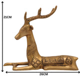 Brass Deer Idol | Handmade Spiritual Sculpture | Home & Temple Decor, Gold, 8.5 Inch, 1 Piece