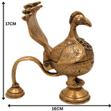 Brass Peacock Dhoopdani, Handcrafted Incense burner, Loban burner home Purifying, Gold, 6.5 Inch, 1 Piece