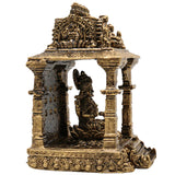 Brass Lakshmi Idol | Shri Lakshmi Murti with Temple | Maha Laxmi Statue | Pooja Decor, Gold, 3 Inch, 1 Piece