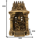 Brass Saraswati Idol, Handcrafted Sharada Murti with Temple, Veena Dhari Saraswati Pratima, Wisdom Goddess Statue, Home Decor & Pooja Showpiece, Gold, 3 Inch, 1 Piece