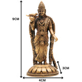 Brass Meenakshi Idol | Handcrafted Meenakshi Amman Murti for Pooja, Home Decor & Temple Statue | Madurai Goddess Meenakshi Pratima, Gold, 3.5 Inch, 1 Piece
