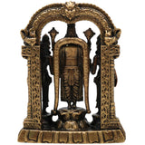 Brass Vishnu Sridevi Bhudevi Idol | Lord Narayana Murti | Sri Vishnu Lakshmi Bhudevi Statue for Pooja & Home Decor, Gold, 3 Inch, 1 Piece