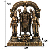 Brass Vishnu Sridevi Bhudevi Idol | Lord Narayana Murti | Sri Vishnu Lakshmi Bhudevi Statue for Pooja & Home Decor, Gold, 3 Inch, 1 Piece