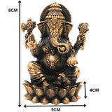 Brass Ganesh Idol | Handcrafted Ganapati Vinayaka Murti | Peetal Ganesha Statue for Home Decor, Pooja & Spiritual Gifts, Gold, 3 Inch, 1 Piece