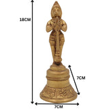 Brass Hanuman Bell, Ghanti, Anjenaya gante for Pooja, Aarti & Home Decor, Gold, 7 Inch, 1 Piece
