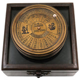 Brass Compass With 40 yrs Calendar And World Timer – Peetal Nautical Sundial, Pocket Perpetual Calendar for Home, Office, Rituals & Collectors, Brown, 2 Inch, 1 Piece