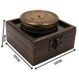 Brass Compass With 40 yrs Calendar And World Timer – Peetal Nautical Sundial, Pocket Perpetual Calendar for Home, Office, Rituals & Collectors, Brown, 2 Inch, 1 Piece