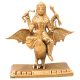 Brass Shani Dev Idol, Handcrafted Shani Bhagwan Murti, Shanishwara Statue, Saneeswaran Vigraham | Lord Shanaishchara Pital Moorti for Home Temple & Puja Decor,Gold, 7 Inch, 1 Piece