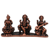 Copper Lakshmi Ganesha Saraswati Idol, Tamra Laxmi Ganpati Saraswathi Murti for Pooja, Home Temple Decor & Gift, Handcrafted Mahalakshmi Vinayaka Saraswati Statue, Brown, 1.5 Inch, 1 Piece