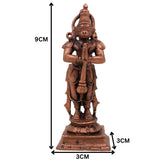 Copper Hanuman Idol,Tamra Anjaneya Murti, Handcrafted Bajrangbali Statue, Pavanputra Mahavira Vigraham, Sankatmochan Maruti Moorti for Pooja, Home Decor, Brown, 3.5 Inch, 1 Piece