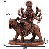 Copper Durga Idol,Tamra Durga Murti, Handcrafted Shakti Devi Statue, Mahishasuramardini Mahadevi Moorti for Pooja & Home Decor, Brown, 2.5 Inch, 1 Piece