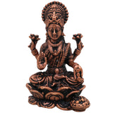 Copper Mahalakshmi Idol, Handcrafted Tamra Lakshmi Statue,Thamira Dhanalakshmi Moorti for Pooja, Varalakshmi Vigraham & Home Decor, Brown, 1.5 Inch, 1 Piece