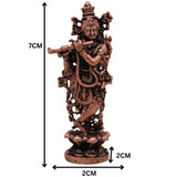 Copper Krishna Idol, Handcrafted Pure Tamra krishna, Madhusudan Murti, Thamira Gopala Vigraham for Pooja, Home Decor & Spiritual Gifts, Brown, 3 Inch, 1 Piece