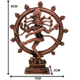Copper Nataraja Idol, Handcrafted Tamra Thillai Natarajar Murti, Chidambaram Tandava Shiva Statue, Dancing Lord Nateshwar Moorti for Pooja & Home Decor, Brown, 3 Inch, 1 Piece