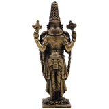 Brass Venkateshwara Balaji Idol, Srinivasa Govinda Venkatachalapathi Perumal Statue for Home Decor Pooja Room Temple Murti Vigraha, Brown, 4 Inch, 1 Piece