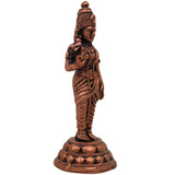 Copper Meenakshi Amman Idol, Handcrafted Tamra Madurai Meenatchi Devi Murti, Meenakshi Parvati Statue for Puja, Temple & Home Decor, Brown, 3 Inch, 1 Piece