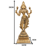 Brass Mahalakshmi Idol | Kamala Padmavati Shri Lakshmi Devi Murti for Pooja, Home Temple & Vastu Decor – Handmade Peetal Sculpture, Gold, 10.5 Inch, 1 Piece