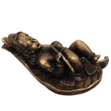 Brass Bal Krishna on Leaf Idol, Peetal Baby Gopala Murti, Handcrafted Govinda Kanha Statue for Pooja Home Decor, Gold, 1 Inch, 1 Piece