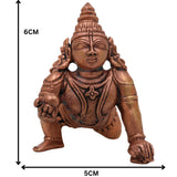 Copper Bala Krishna Idol, Tamra Laddu Gopal Murti, Makhan Chor Gopala Statue, Tamraloha Kanha Idol for Pooja, Home Decor & Gifts, Brown, 2.5 Inch, 1 Piece