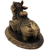 Brass Nandi Idol, Nandikeshwara Murti, Shiva Vrishabha Statue, Pital Nandi Moorthi for Pooja, Temple & Home Decor, Gold, 1 Inch, 1 Piece