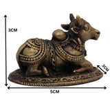 Brass Nandi Idol, Nandikeshwara Murti, Shiva Vrishabha Statue, Pital Nandi Moorthi for Pooja, Temple & Home Decor, Gold, 1 Inch, 1 Piece