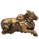 Brass Nandi Idol, Nandikeshwara Murti, Pital Vrishabha Statue, Shiva Nandi Bull Figurine, Hindu Temple Home Decor Gift, Brown, 1 Inch, 1 Piece
