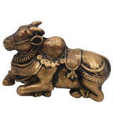 Brass Nandi Idol, Nandikeshwara Murti, Pital Vrishabha Statue, Shiva Nandi Bull Figurine, Hindu Temple Home Decor Gift, Brown, 1 Inch, 1 Piece