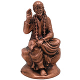 Pure Copper Sai Baba Idol, Handcrafted Tamra Shirdi Sai Nath Murti, Sadguru Sai Maharaj Vigraham for Pooja, Home Decor & Spiritual Gifts, Brown, 2 Inch, 1 Piece