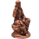 Pure Copper Sai Baba Idol, Handcrafted Tamra Shirdi Sai Nath Murti, Sadguru Sai Maharaj Vigraham for Pooja, Home Decor & Spiritual Gifts, Brown, 2 Inch, 1 Piece