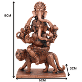 Copper Veer Ganesha Idol,Tamra Veer Ganapati Murti, Thamra Vinayaka Statue, Handcrafted Tamraloha Ganesh Moorti for Pooja, Home Decor & Spiritual Gift, Brown, 3.5 Inch, 1 Piece
