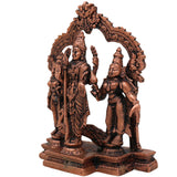 Copper Murugan with Valli & Devasena Idol, Tamra Murti, Lord Subramanya / Kartikeya Statue for Pooja, Home Decor & Gifts, Brown, 4.5 Inch, 1 Piece