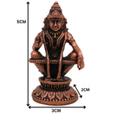 Pure Copper Ayyappa Idol, Tamra Ayyappan Murti, Handcrafted Dharma Sastha Manikanta Statue, Swami Ayyappa Vigraham, Tamraloha Shasta Murti for Pooja & Home Decor, Brown, 2 Inch, 1 Piece