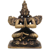 Brass Garuda Dev Idol, Vishnu Vahana Pakshiraja Murti, Handcrafted Pital Garuda Bhagwan Statue,Vainateya Suparna Vigraham for Home Temple & Puja Decor, Gold, 2.5 Inch, 1 Piece