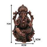 Copper Ganesha Idol, Handcrafted Tamra Vinayaka Moorti, Siddhivinayaka Vighnaharta Ganapati Murthi for Pooja, Home Decor & Spiritual Gifting , Brown, 3 Inch, 1 Piece