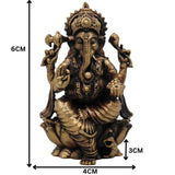 Copper Ganesha Idol, Handcrafted Tamra Ganapati Statue, Thamira Vinayaka Murti, Siddhivinayak Ganesh Figurine for Pooja & Home Decor, Gold, 3 Inch, 1 Piece