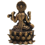 Brass Saraswati Idol, Peetal Sharada Devi Murti, Vagdevi Statue for Pooja, Home Decor & Gifts, Handcrafted Vani Bharati Moorthi, Gold, 3 Inch, 1 Piece