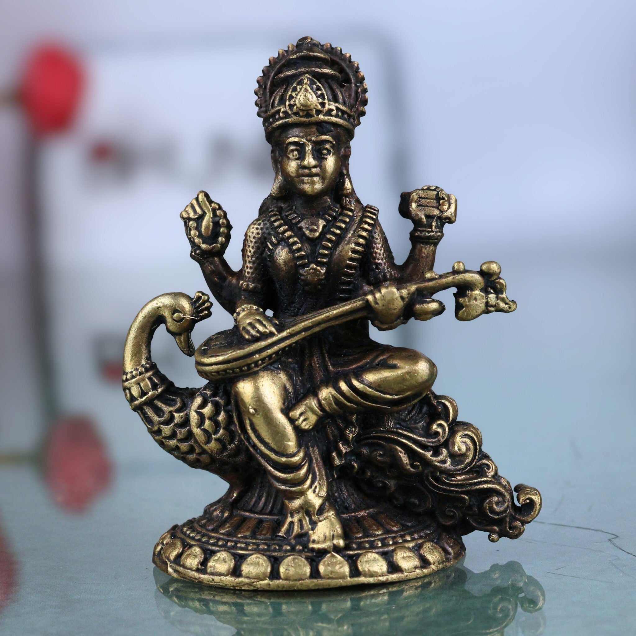 Brass Saraswati Idol