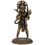 Brass Hanuman Idol, Pavanputra Anjaneya Murti, Bajrangbali Maruti Vigraha, Sankat Mochan Hanuman Statue, Handcrafted Peetal Pital Ram Bhakt Hanuman Moorti for Pooja Home Temple Décor, Gold, 3 Inch, 1 Piece