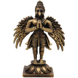 Brass Garuda Dev Idol, Handcrafted Vishnu Vahana Garudar Murti, Pakshiraja Vainateya Statue, Pital Garuda Bhagwan Vigraham for Puja & Home Decor, Gold, 3 Inch, 1 Piece