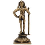 Brass Udupi Krishna Idol, Handcrafted Pure Peetal Udupi Bala Krishna Murti for Pooja & Home Decor, Gold, 4.5 Inch, 1 Piece