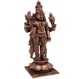 Pure Copper Vishnu Idol, Handcrafted Tamra Narayana Moorti, Govinda Balaji Lakshmipati Statue for Pooja, Home Temple & Spiritual Decor, Brown, 4.5 Inch, 1 Piece