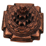 Handcrafted Copper Sri Yantra, Tamra Shree Chakra Meru Yantra for Wealth, Prosperity & Vastu, Thamira Kuber Lakshmi Yantra, Bhunes Puja Home Decor Gift, Brown, 2 Inch, 1 Piece
