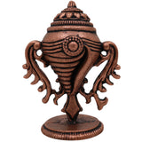 Copper Shankha Tamra Conch, Handcrafted Tamraloha Shankh for Vishnu Lakshmi Puja, Divine Hindu Temple Shankham, Brown, 2 Inch, 1 Piece