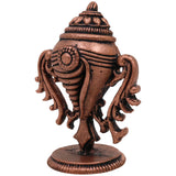 Copper Shankha Tamra Conch, Handcrafted Tamraloha Shankh for Vishnu Lakshmi Puja, Divine Hindu Temple Shankham, Brown, 2 Inch, 1 Piece