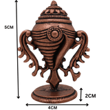 Copper Shankha Tamra Conch, Handcrafted Tamraloha Shankh for Vishnu Lakshmi Puja, Divine Hindu Temple Shankham, Brown, 2 Inch, 1 Piece