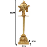 Brass Shankha Stand, Vishnu Symbol Conch Sign For Pooja , Sacred Hindu Puja Shankham Idol, Handcrafted Peetal Pital Shankh, Gold, 5 Inch, 1 Piece
