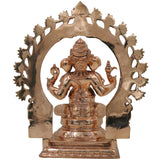Bronze Handcrafted Ganesha Idol, Panchaloha Ganapati Vinayaka Statue, Chola Art South Indian Ganesh Murti, Vigneshwara Pillaiyar Figurine, Gold, 13.5 Inch, 1 Piece