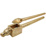 Brass Havan Spoon Set Peetal Pittal Pooja Homam Yagna Agnihotra Vedic Ritual Spoon, Traditional Indian Temple Homa Spoon, Gold, 3 Inch, 2Piece