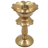 Brass Lotus Lamp, Kamal Deep Padma Deepam Vilakku, Handcrafted Pital Kamal Diya for Pooja Mandir & Home Décor, Gold, 6 Inch, 1 Piece